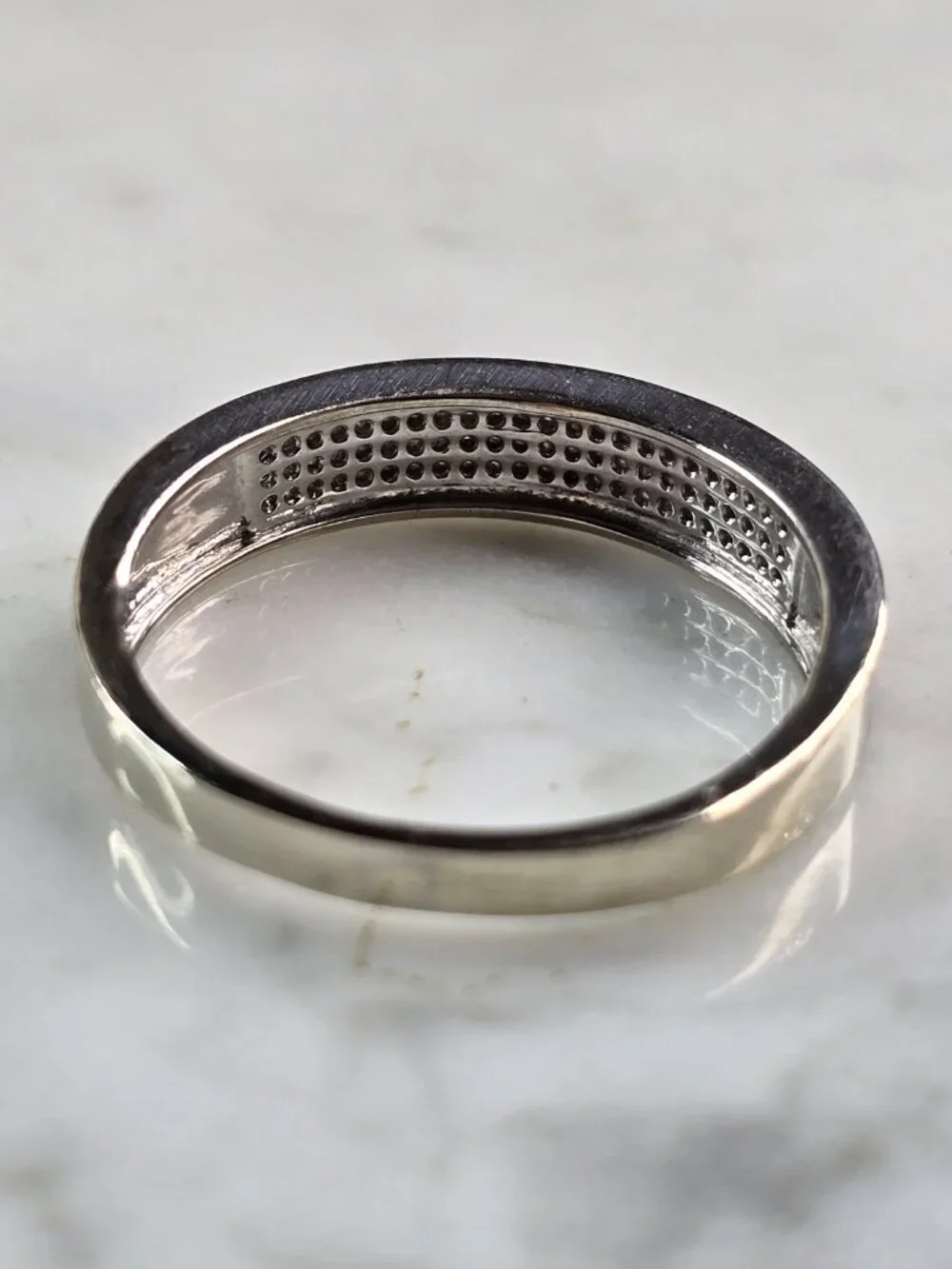 Mens Vintage Estate 10k White Gold Diamond Ring 3.4g #E5743